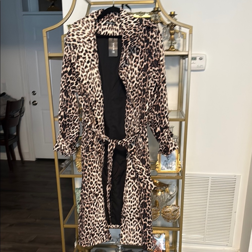 SHEIN Leopard Print Trench Coat